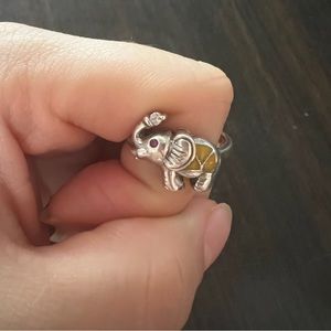Elephant sterling silver ring